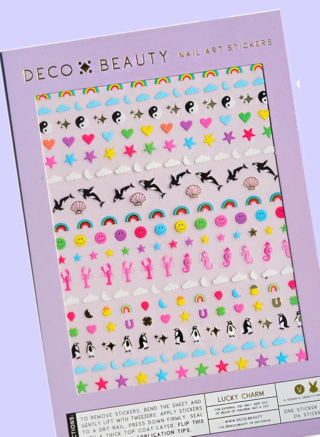 Deco Beauty Lucky Charm Nail Stickers - Trendy, Long-Lasting Nail Art Decals – Easy DIY Application for Salon-Quality Manicures