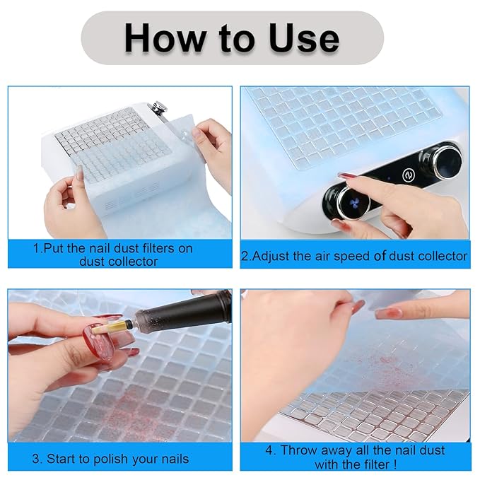 200PCS Nail Dust Collector Filter,No Spilling and Super Strong Disposable Nail Dust Filters for Most of Nail Dust Vacuum Machine, Nail Salon Nail Dust Extractor Accessory