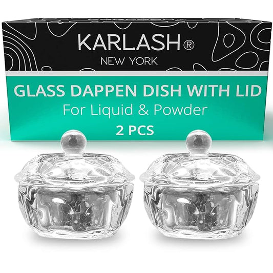 Karlash Nail Art Acrylic Liquid Powder Dappen Dish With Lid Clear Glass Crystal Cup Glassware Tools Glass Dappen Dish Nail Crystal Bowl Glass… (Pack of 2)