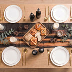 Artoid Mode Boho Caramel Stripes Fall Chiffon Table Runner 120 Inches 10FT - Image 5