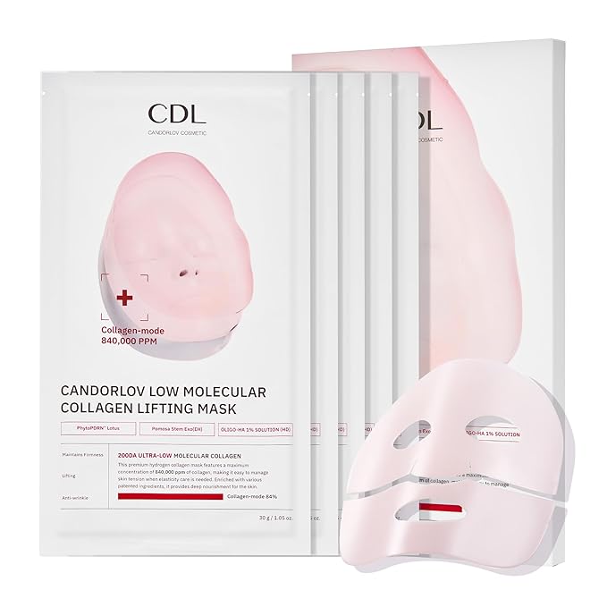 Overnight Collagen Lifting Gel Mask 5 pcs, Korean Face Lifting Deep Hydrogel Mask for Glass Skin, Anti-Aging with PDRN, Hyaluronic Acid for Elasticity, Firmness