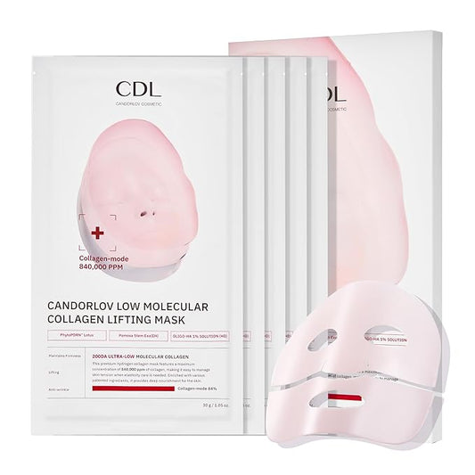 Overnight Collagen Lifting Gel Mask 5 pcs, Korean Face Lifting Deep Hydrogel Mask for Glass Skin, Anti-Aging with PDRN, Hyaluronic Acid for Elasticity, Firmness
