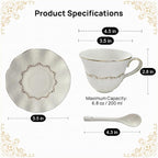 Tea Cup and Saucer Set for 1, 6.8 Oz | Coffee Cup - Image 3