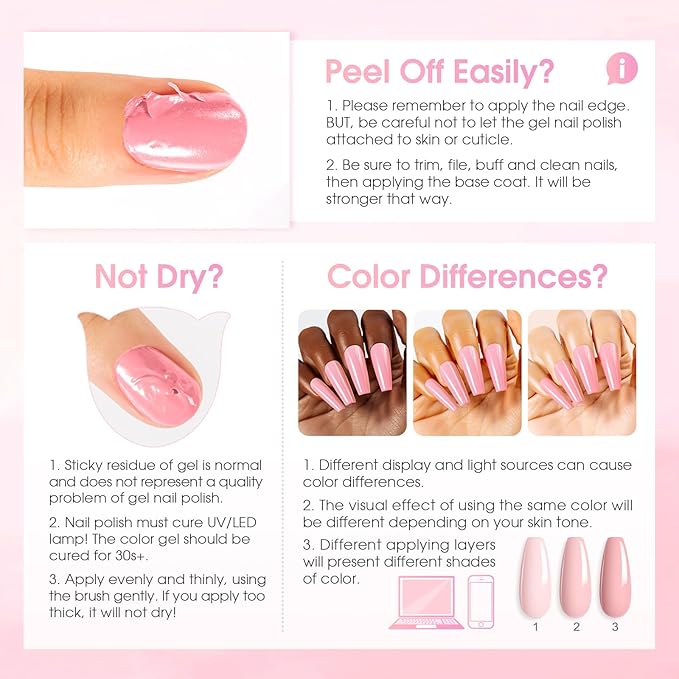 ROSALIND Pink Gel Polish, 8 Colors Hot Pink Light Pink Neon Pink Gel Nail Polish Set Pink Shades Pink Valentine Gel Polish Collection Nail Art Gift DIY at Home
