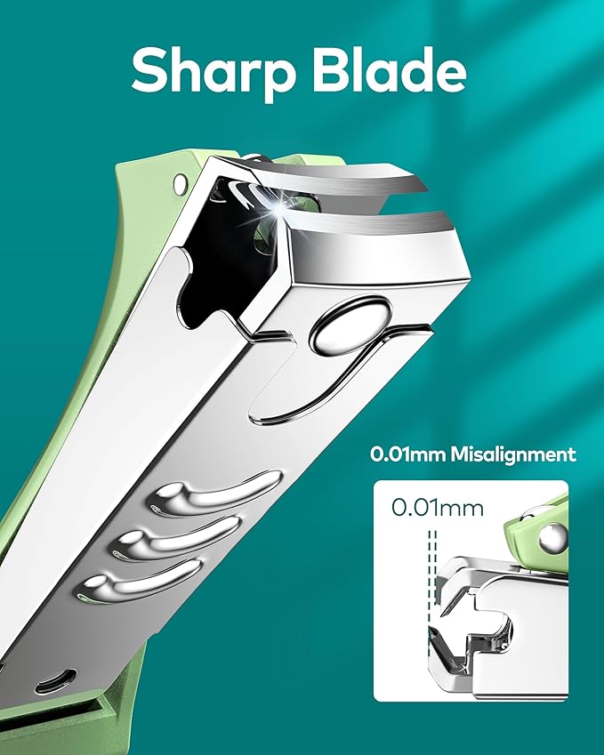 MR.GREEN Nail Clippers with Nail File,Anti Splash Nail Clipper Set for Thick Nails,Medical Grade Stainless Steel Professional Nail Cutter,Sharp and Durable fingernail Clipper for Men and Women(Green)