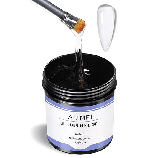 AIJIMEI Clear Hard Gel Builder Gel for Nails 150g 5oz Nail Extension Strengthening and Care Color and Decoration Application (Clear-150g)