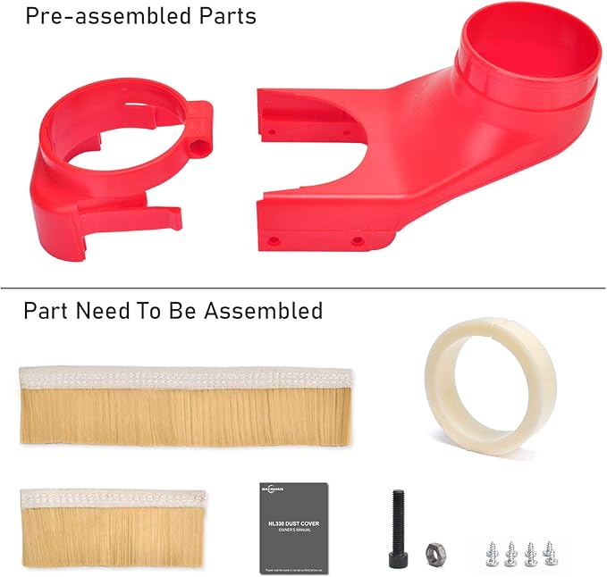 Daedalus NL330 CNC Dust Shoe, 80mm, Red