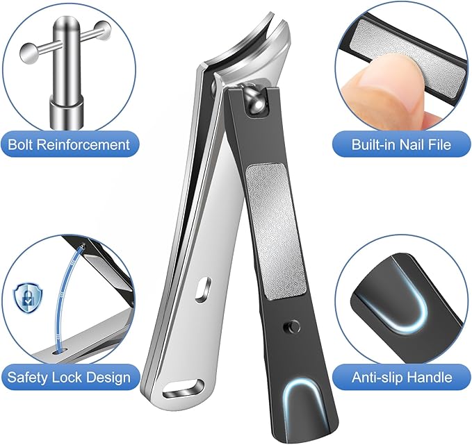 Stocking Stuffers Gifts for Men,Toenail Clippers for Thick Toenails, Nail Clippers for Men with Wide Jaw Opening, Heavy Duty Ingrown Toenail Clippers, Christmas Xmas Presents Gifts for Adults