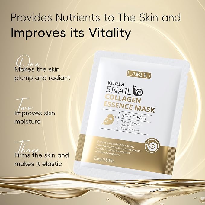 LAIKOU Face Mask, Korean Face Mask, Collagen Mask, Facial Mask for Glass Skin Hydrating, Moisturizing and Firming 25ml/30ml 15pcs