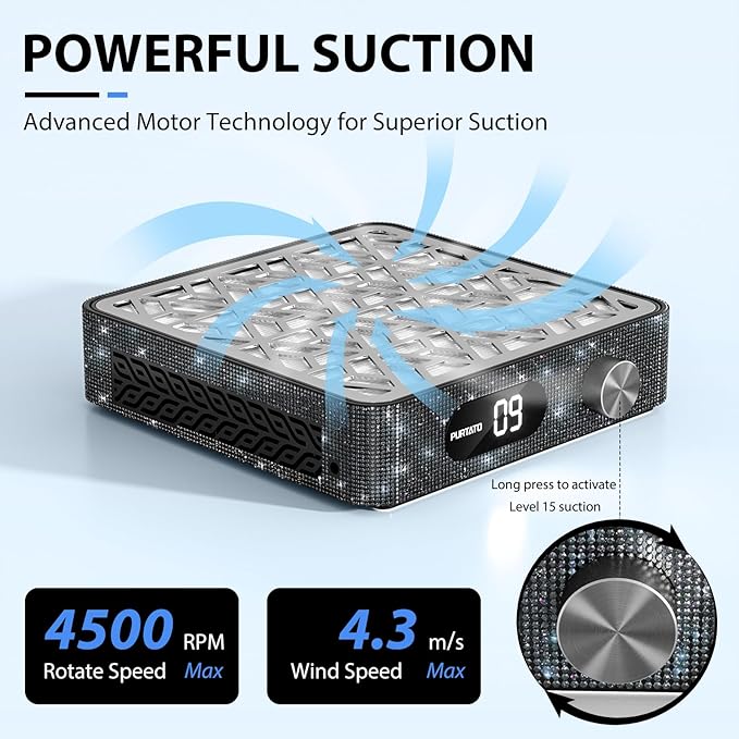 Nail Dust Collector, Powerful Vacuum Fan Vent Dust Collector Extractor Dust Suction Machine for Acrylic Nails Polishing, Nail Salon,Black Diamond