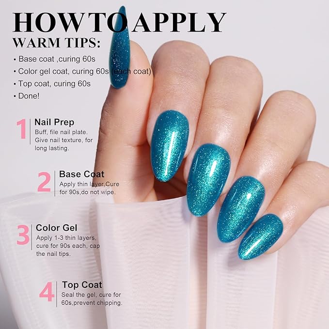 Imtiti Glitter Gel Nail Polish, 1 Pcs 0.5 fl oz Shimmer Blue gel nail polish Color Soak Off Gel Polish Nail Art Manicure Salon DIY Nail Lamp Gel Nail Design Christmas Decoration