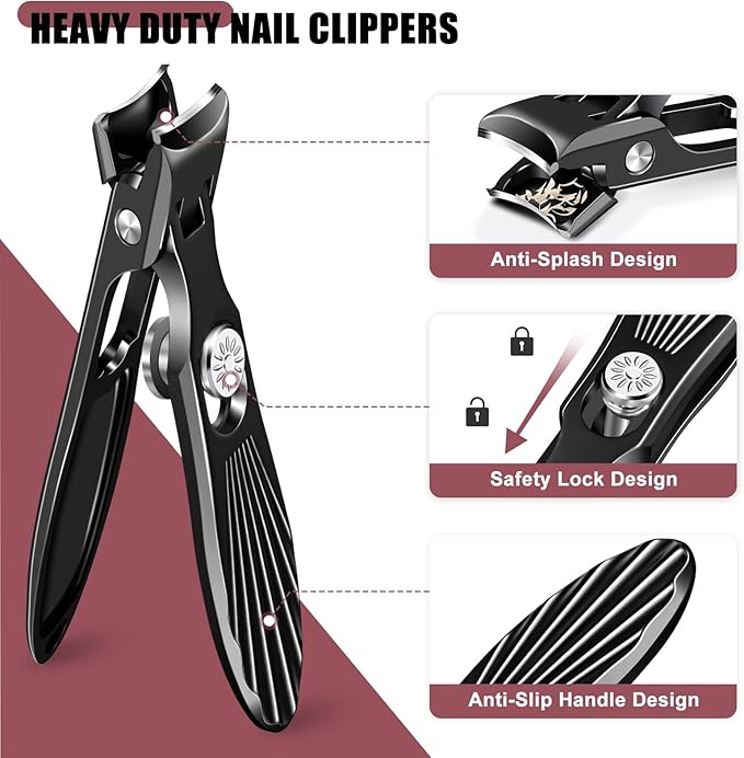 Nail Clippers for Men Thick Nails with Catcher, Large Toenail Clippers with Wide Jaw Opening for Seniors, Heavy Duty Long Handle Fingernail Clipper Gifts for Men Women Adult