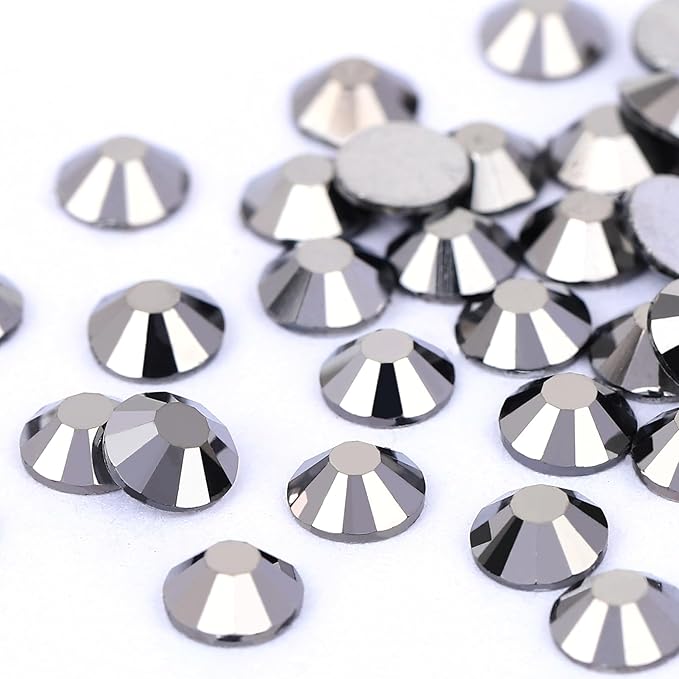 Novani Rhinestones Flatback Rhinestones Glass Gems Stones Jewels Round Gemstones Non-Hotfix Crystal for Crafts,SS16,1440 Pieces,Hematite Black