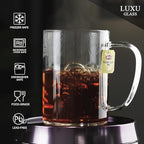 LUXU Glass Coffee Mugs, 27oz Large Glass Coffee Cups Clear Glass Tea Cups - Image 2