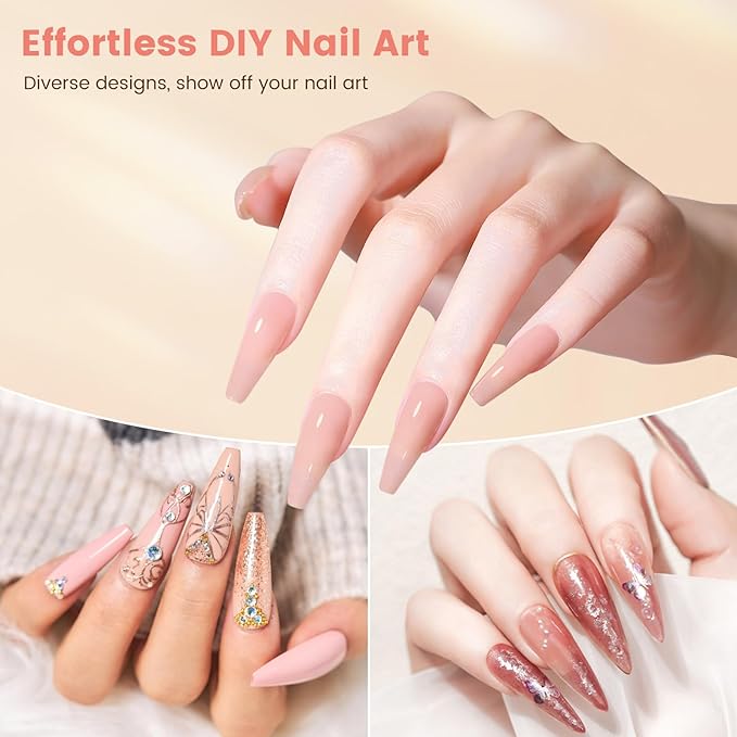 Acrylic Nail Kit with Everything: Beginners Practice Hand Acrylic Nail Powder Liquid Set with U V Lamp Drill in Gift Bag for Home Salon(Pink Bag)