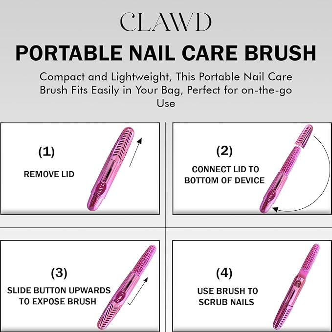 Pink Nail Brush for Cleaning Fingernails & Manicure Safe Antibacterial Hand Wash – Portable Soft Bristle Nail Scrubber with Keychain with 100ml Moisturizing Hand Soap