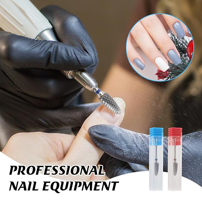 3/32" 5 in 1 Professional Carbide Nail Drill Bits Sets, 2 Pack Tungsten Safety Drill Bits Tech, Cuticle Bit Fast Remove for Manicurist Nail Salon Manicure Pedicure Gel Polishing (Round Head)