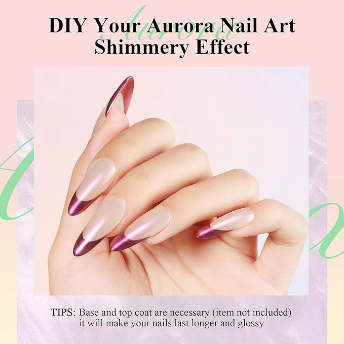 Nail Polish Quick Dry, Aurora Mermaid Effect, Air Dry Shimmer Pearl Nail Polish 12ML Nail Lacquer for Nail Art Fast Dry Fingernail Polish 1PC