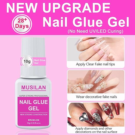 New Upgrade Nail Glue and Glue Remover Kit,Super Strong Nail Gel for Press On Acrylic Nails Tips and Quickly Nail Removes for Long Lasting Fake Acrylic Gel Kit