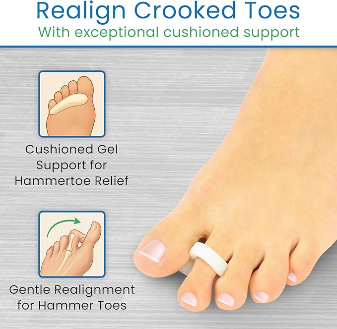 VIVEsole Hammer Toe Crest Cushion & Buttress Pad - Reduces Pressure from Calluses & Hammer Toes (Pair) - For Left & Right Feet - Toe Separator Corrector for Curled, Crooked, Curved, Overlapping Toes