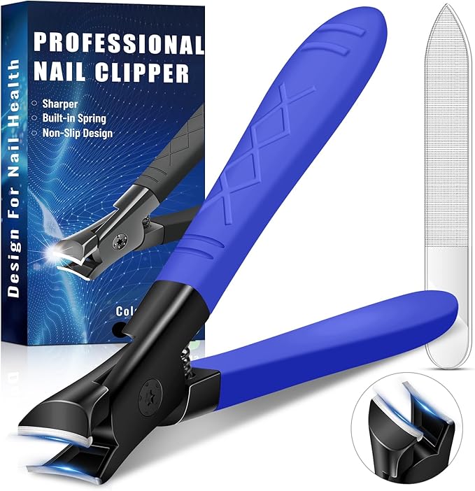 Nail Clippers for Thick Nails, Professional Nail Clippers, Senior Toenail Clippers Cutter, Nail Clipper for Men Women, Stainless Steel Fingernail Clipper, Wide Jaw Nail Clipper with Nail File