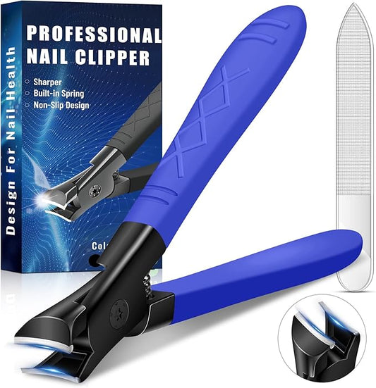 Nail Clippers for Thick Nails, Professional Nail Clippers, Senior Toenail Clippers Cutter, Nail Clipper for Men Women, Stainless Steel Fingernail Clipper, Wide Jaw Nail Clipper with Nail File