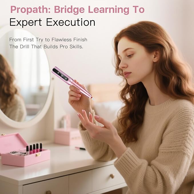 Cordless Nail Drill Kit Professional for Acrylic Gel Dip Powder Nails Portable Nail Drill Pedicure Manicure Tool Rechargeable Lightweight(Carmine)