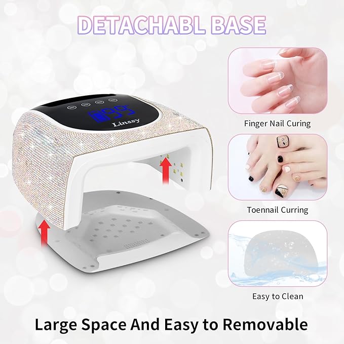 96W UV LED Cordless Nail Lamp,Nail Dryer with 42 Beads,UV Light for Gel Nails Manicure for Fingernails & Toenails,Professional LED Nail Lamp for Salons with 4 Timers and Smart Sensor (Diamond)