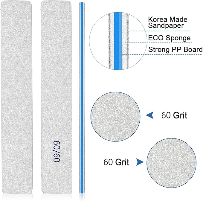 Nail Files 50pcs-Nail File 60/60 Grit for Acrylic Nails, Rough Nail Files Emery Boards for Artificial Nails, Fake Nails, Professional Double Sided Jumbo Zebra Nail File