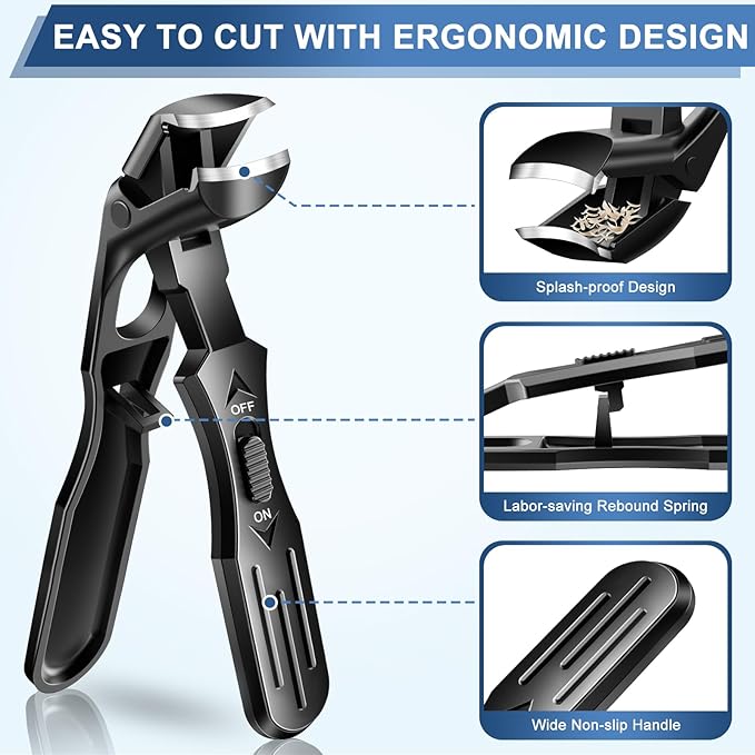 Toenail Clippers for Seniors Thick Toenails, Stocking Stuffers Gifts for Men Women, Angled Head Long Handle Toe Nail Clippers for Men with Wide Jaw Opening, Christmas Xmas Presents Gifts for Adults