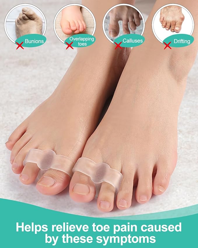 10 Pack Bunion Toe Corrector, Gel Toe Separators Big Toe Spacers with 2 Loops for Women Big Toe, Bunion Pain Relief, Overlapping Toe, Hammer Toe (Clear)