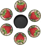 Strawberry Coasters for Drinks, Strawberry Decor Bar Drink Coasters for Coffee - Image 3