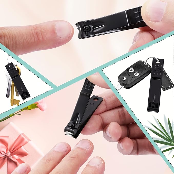 Nail Clippers Set,24 Pack Stainless Steel Nail Clippers Bulk,Black Nail Cutter,Ultra Sharp Sturdy Fingernail Clippers and Toenail Clippers for Women Men(24 Pcs-Black)