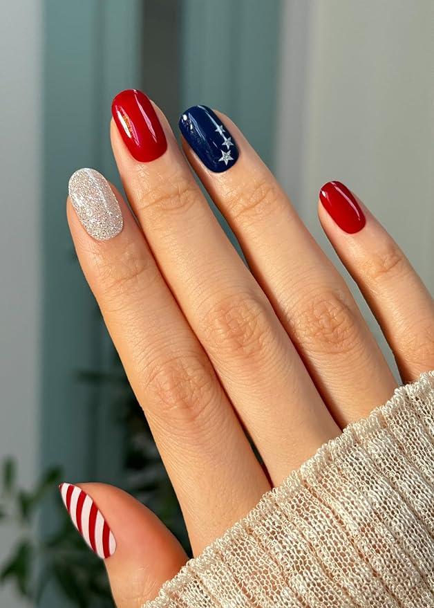 ohora Semi Cured Gel Nail Strips (N State Twilight) - Works with Any Lamps, Salon-Quality, Long Lasting, Easy to Apply & Remove - Includes 2 Prep Pads, Nail File & Wooden Stick