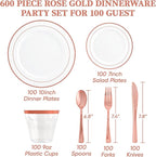FOCUSLINE 600 Ct Rose Gold Dinnerware Set - Image 2