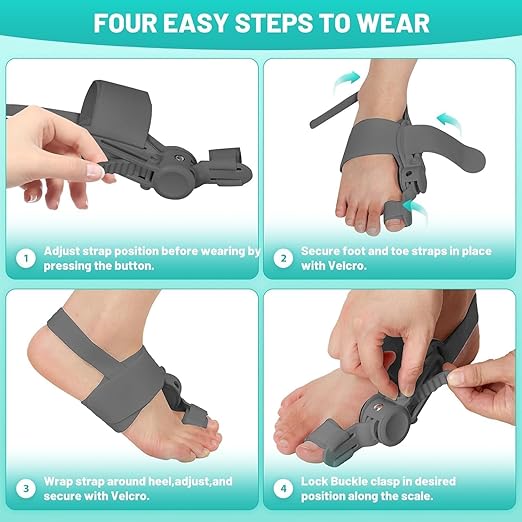 Bunion Corrector for Women and Men Big Toe,Upgraded Press-Button Bunions Correction,Toe Straightener with Bunion Relief,Suitable for Left and Right Feet,Large,Black 1Pack