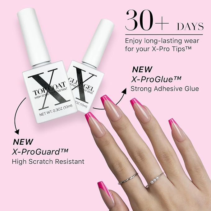 SXC Cosmetics X-Pro Tips French Tip Press On Nails - Bright Pastel Glow in the Dark Series (GLOW120KIT-M Coffin)