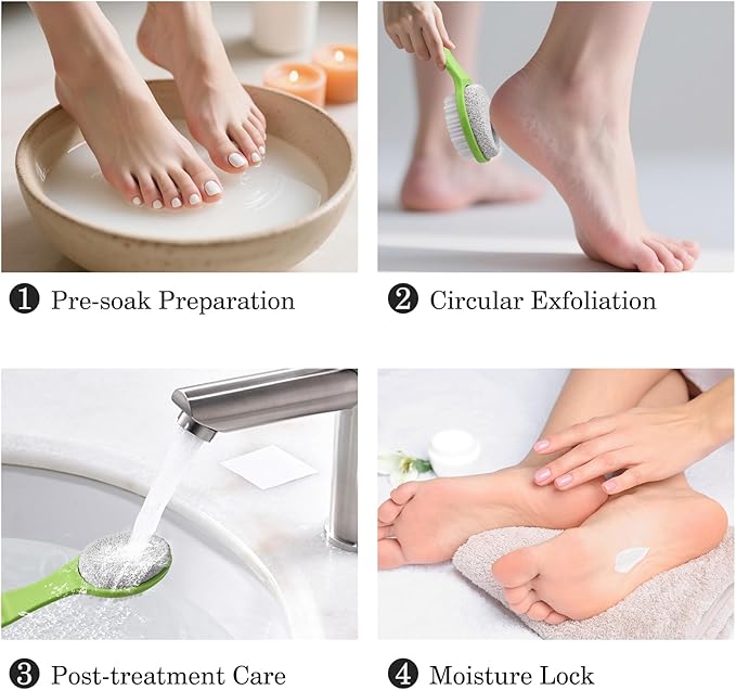 Foot Callus Remover, Double-Sided Pumice Stone Brush for Feet, 3 Pack Foot File Scrubber for Home Feet Care, Multi Purpose Pedicure Tools with Handle for Dead Skin Remover in Shower, Green