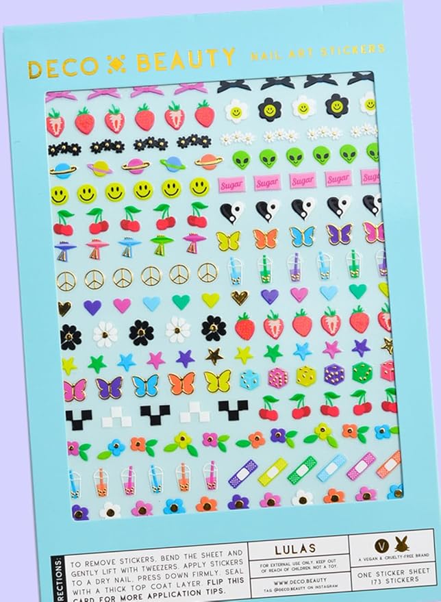 Deco Beauty Lulas Nail Stickers - Lightweight & Easy-to-Apply Nail Art with Cute & Trendy Designs - Durable & Long-Lasting Nail Stickers for Women, Ideal for DIY Manicures