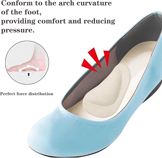 Correct-Position Gel Arch Support Insoles: Plantar Fasciitis & Flat Feet Relief, Adhesive Foot Pads for Pressure-Free Comfort- 6 Pairs (Clear*2+Beige*2+Black*2)