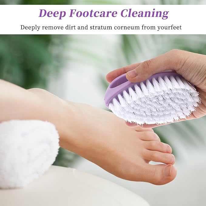 2 Pcs Nail Clean Brushes for Hand Finger Foot Toe Small Scrubber Cleaner with Handle for Cleaning Fingernails Nylon Firm Stiff Bristles Deep Clean Scrubber for Toes and Nails Men Women Kids