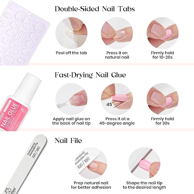 Beetles Press On Nails Kit - Prism Pop | 720Pcs 24 Colors Short Square Press On Nails | 15 Sizes Glossy Matte Glitter With Nail Glue & Nail Tabs Stickers, Fake Nails Kit Art For Women
