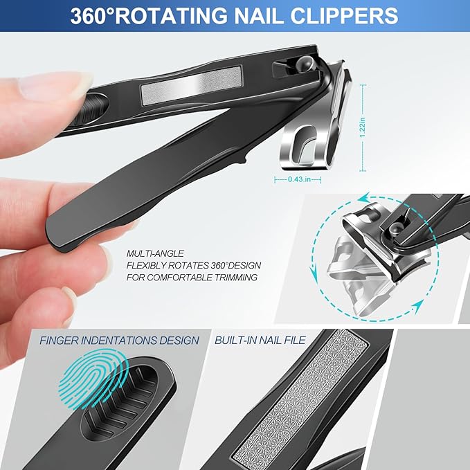 Toenail Clippers for Seniors Thick Toenails, Mens Stocking Stuffers 2025, Heavy Duty Large Toe Nail Clippers for Men with Catcher, 360°Rotating Nail Clippers, Christmas Xmas Presents Gifts for Adults