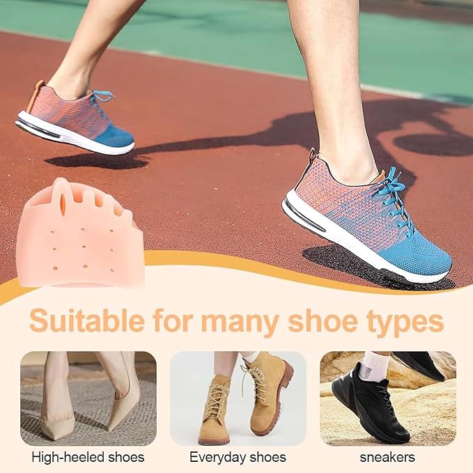 4 Pairs Silicone Toe Separators, Bunion Corrector Cushion, Metatarsal Pads, Ball of Foot Cushions, Breathable Soft Gel Foot Cushions for Men Women Straighten Overlapping Toes, Realign Crooked Toes
