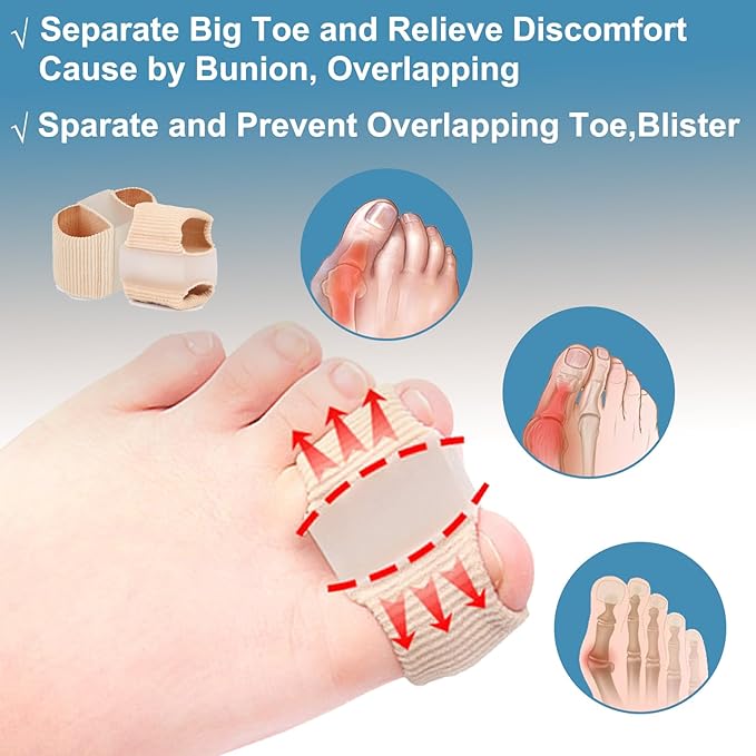 10 pcs silicone toe separators for women, big toe bunion corrector, bunion toe separators for Women and Men, Relieve Foot Pain, Overlapping Toes
