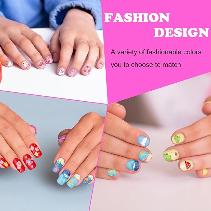 Whaline 6Pcs Kids Nail Plates Stamping Set Cute Animal Floral Dessert Stamp Templates Nail Art Plates for DIY Print Manicure Salon Design