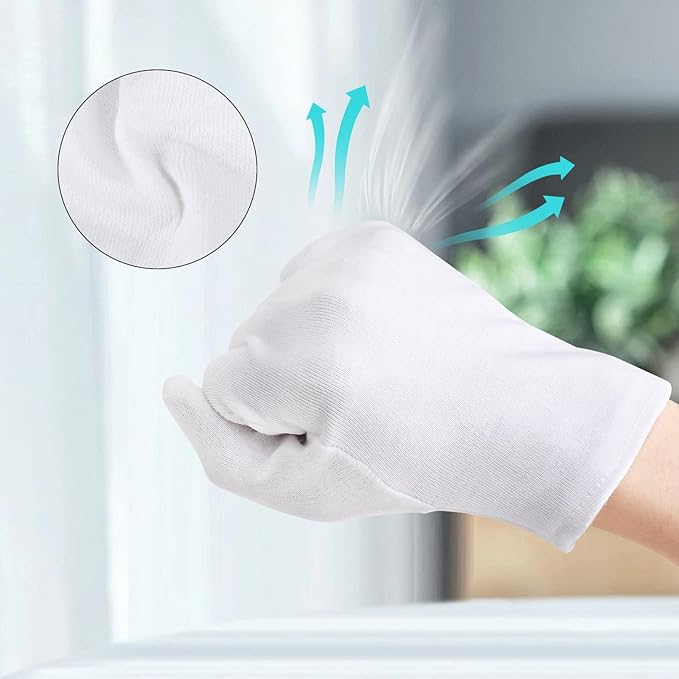 5 Pairs Large Archival Photo Gloves, White Work Gloves For Handling Art Working Photography Men & Womens Cloth Gloves Liners Bulk for Handling Jewelry, Film, Photo, Coin Metal Inspection