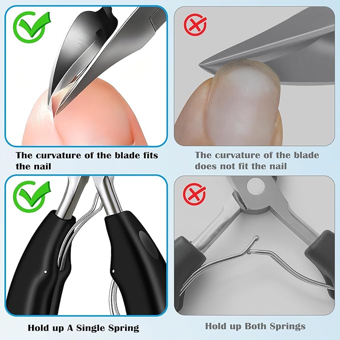 Long Handle Toenail Clippers Set for Seniors Thick Toenails, 7-in-1 Heavy Duty Nail Clippers with Catcher, Professional Ingrown Toenail Clippers for Men and Women, Manicure Pedicure Kit