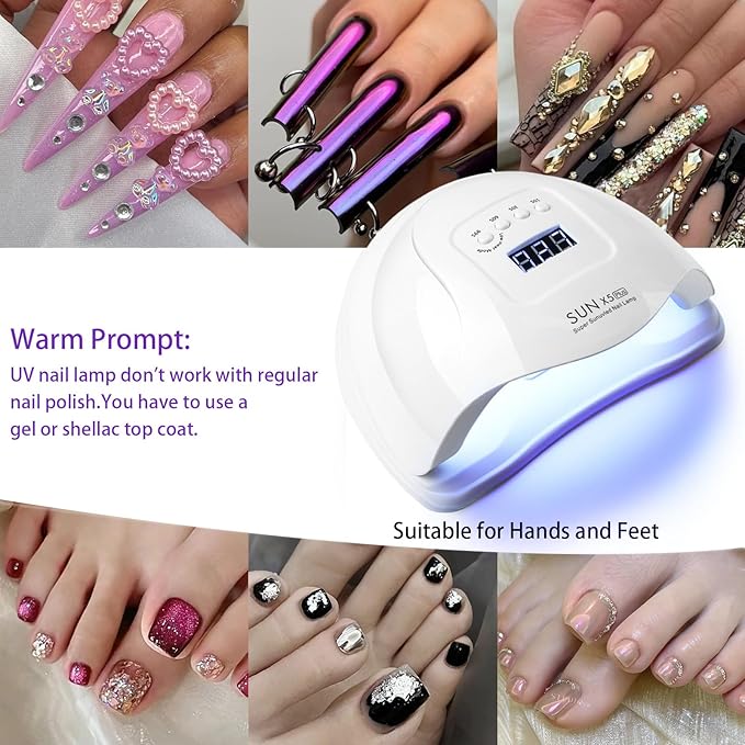 UV Light for Gel Nails-120W High-Power lámpara para uñas with 36 LED Beads&365-405nm Dual Wavelength for Rapid Curing,No Dark Hands&Eye-Safe Design, Smart Sensor Tech,for Home&Salon Use in Sleek