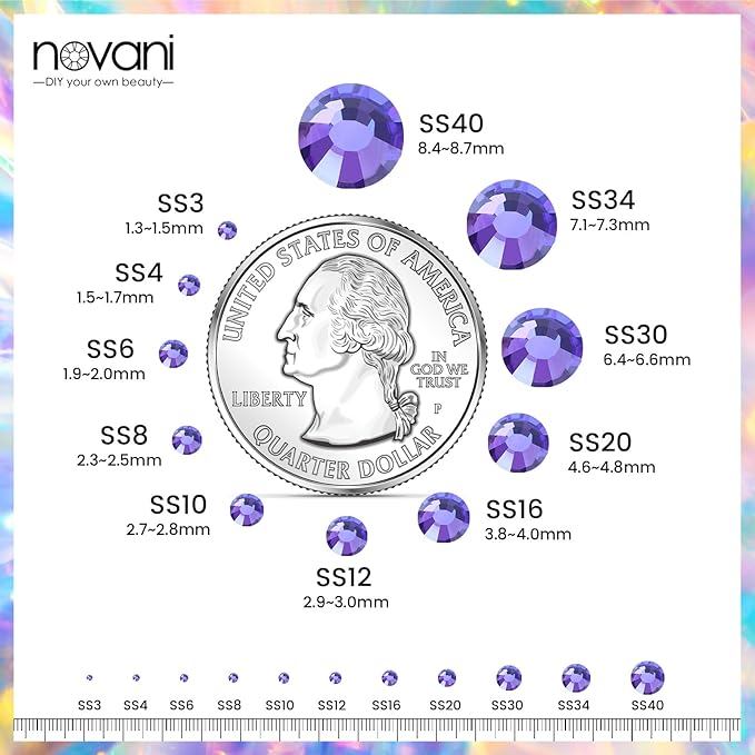 Novani Purple Rhinestones, Flatback Loose Crystal Gemstones 288pcs Glass Rhinestones for Clothes Shoes Crafts Makeup Nail Art and DIY Decorations(SS30, Purple Velvet)